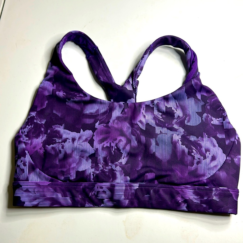 Athleta purple floral sports bra S